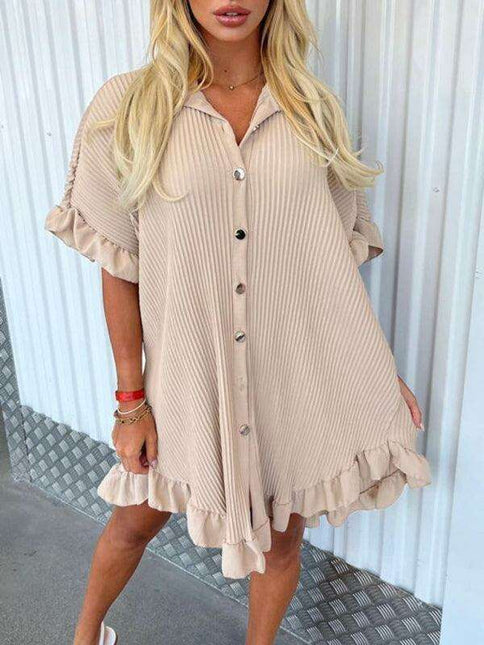 Irregular Ruffle Sleeve Solid Dress - Effortless Chic