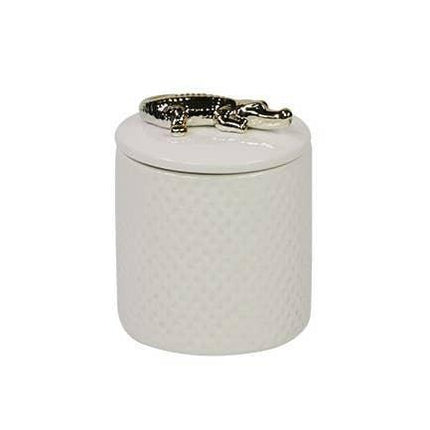Ivory Crocodile Candle in Ceramic Vessel with Charnel Aroma - Elegant Home Fragrance Delight