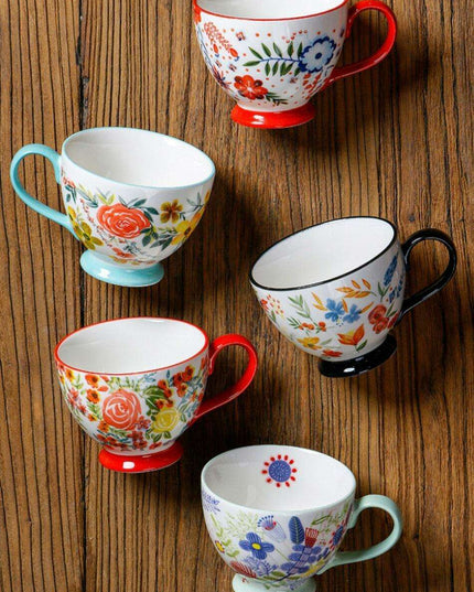 Elegant Floral Porcelain Drinking Mug - Your Ideal Beverage Companion
