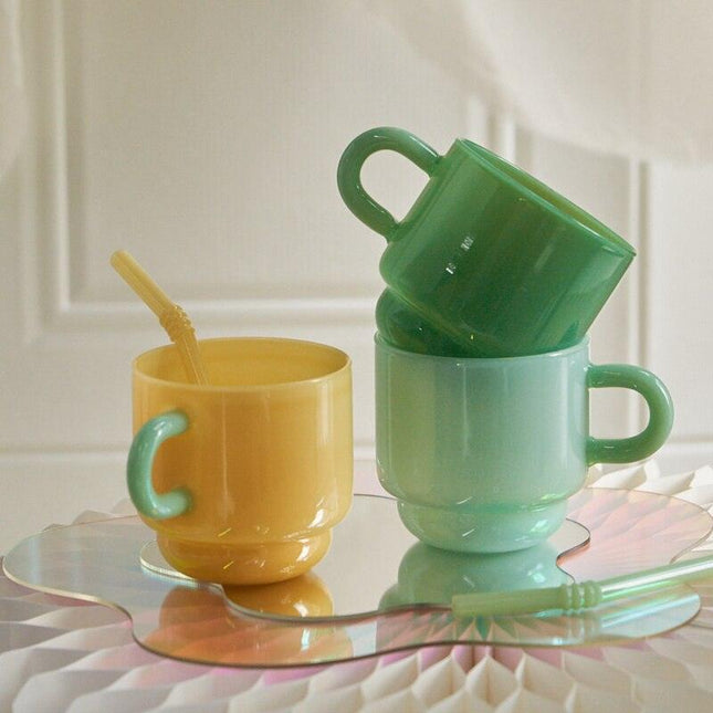Jade Elegance: Retro Nordic Glass Mug Collection