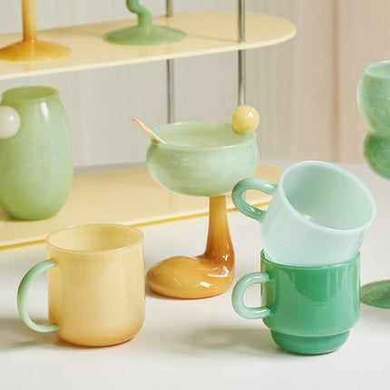 Jade Elegance: Retro Nordic Glass Mug Collection - Très Elite