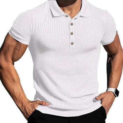 Jakoto Men's Trendy Slim-Fit Vertical Striped Polo Shirt - Essential Casual Wear