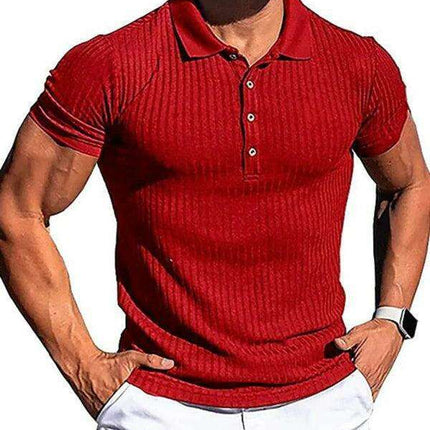 Jakoto Men's Trendy Slim-Fit Vertical Striped Polo Shirt - Essential Casual Wear