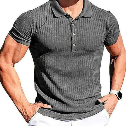 Jakoto Men's Trendy Slim-Fit Vertical Striped Polo Shirt - Essential Casual Wear