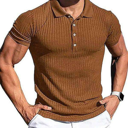 Jakoto Men's Trendy Slim-Fit Vertical Striped Polo Shirt - Essential Casual Wear