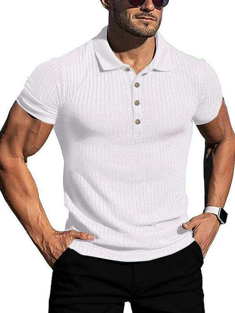 Jakoto Men's Trendy Slim-Fit Vertical Striped Polo Shirt - Essential Casual Wear