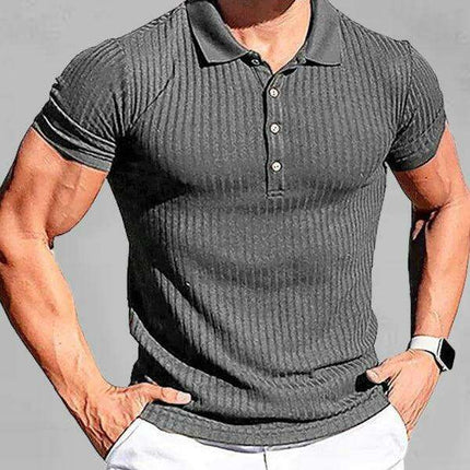 Jakoto Men's Trendy Slim-Fit Vertical Striped Polo Shirt - Essential Casual Wear