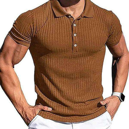 Jakoto Men's Trendy Slim-Fit Vertical Striped Polo Shirt - Essential Casual Wear