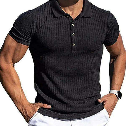 Jakoto Men's Trendy Slim-Fit Vertical Striped Polo Shirt - Essential Casual Wear