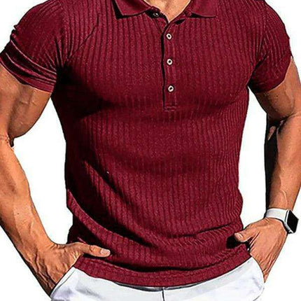 Jakoto Men's Trendy Slim-Fit Vertical Striped Polo Shirt - Essential Casual Wear
