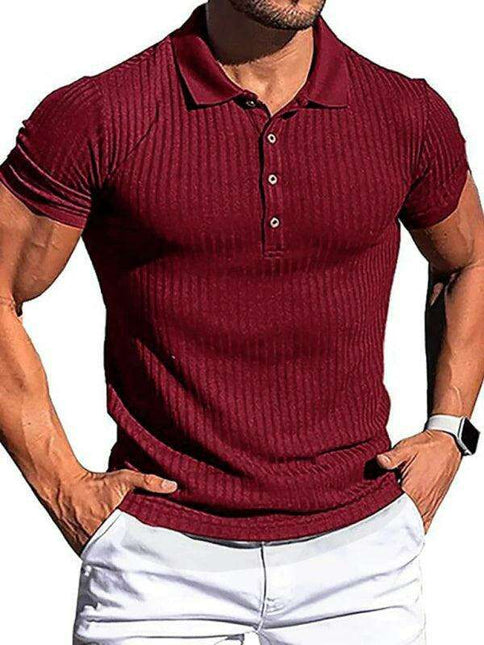 Jakoto Men's Trendy Slim-Fit Vertical Striped Polo Shirt - Essential Casual Wear
