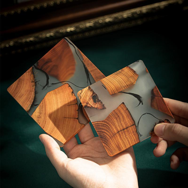 Japanese Elegance Unveiled: Artisan Wooden Tea Coasters Set - 6 Distinct Pieces - Très Elite