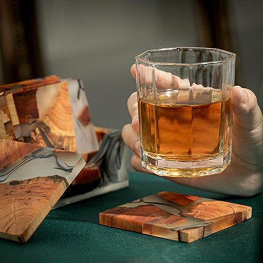 Japanese Elegance Unveiled: Artisan Wooden Tea Coasters Set - 6 Distinct Pieces - Très Elite