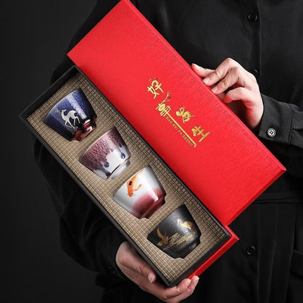 Japanese Serenity Tea Cup Set - Elegant 4-Piece Collection for Tea Lovers - Très Elite