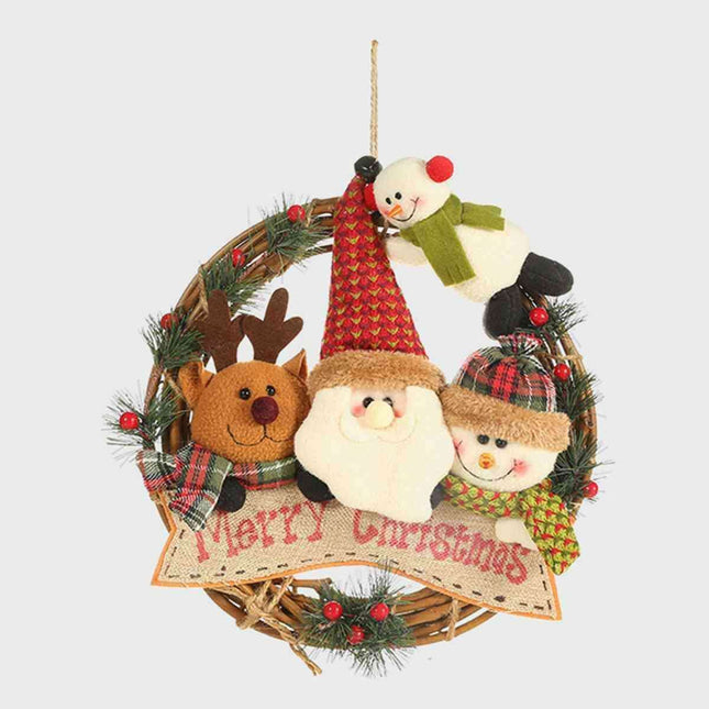 Joyful Holiday Doll Wreath Ornament for Festive Decor
