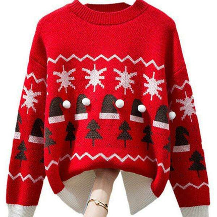 Joyful Red Christmas Knit Jumper for Festive Comfort - Très Elite