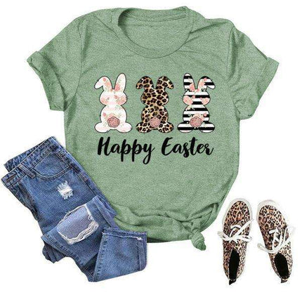 Joyful Spring Bunny Graphic Tee for Women