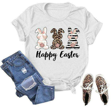 Joyful Spring Bunny Graphic Tee for Women