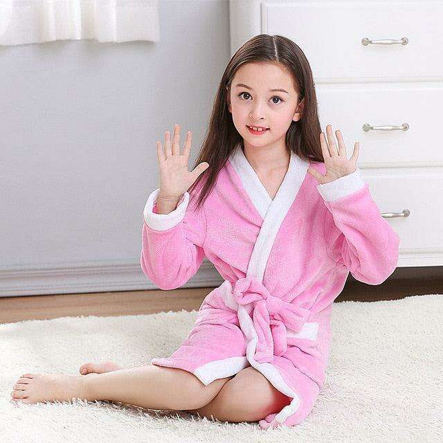 Kids' Cozy Plush Fleece Bathrobe with Hood