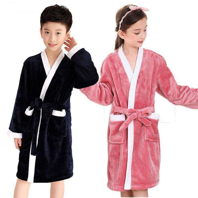 Kids' Cozy Plush Fleece Bathrobe with Hood