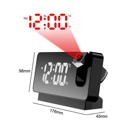 LED Digital Projection Alarm Clock with Silent Mechanism and Temperature Display for Modern Living Spaces - Très Elite