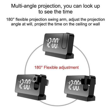 LED Digital Projection Alarm Clock with Silent Mechanism and Temperature Display for Modern Living Spaces - Très Elite