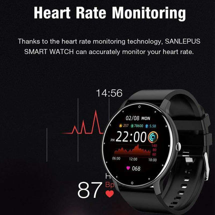 LIGE 2023 Men's Touch Screen Fitness Smart Watch: Health Tracker with IP67 Waterproof and Long-Lasting Battery - Très Elite