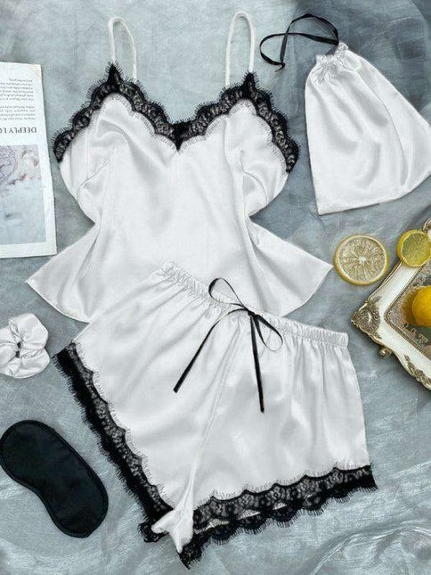 Lace-Embellished Women's Camisole and Shorts Pajama Set