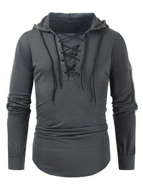 Lace-Up Detail Hooded Sweatshirt for Men: The Ultimate Stylish Casual Essential - Très Elite