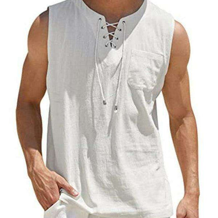 Lace-Up Sleeveless Athletic Tank Top - Stylish Casual Essential for Men