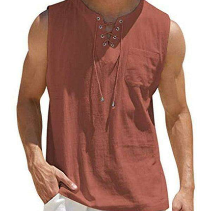 Lace-Up Sleeveless Athletic Tank Top - Stylish Casual Essential for Men