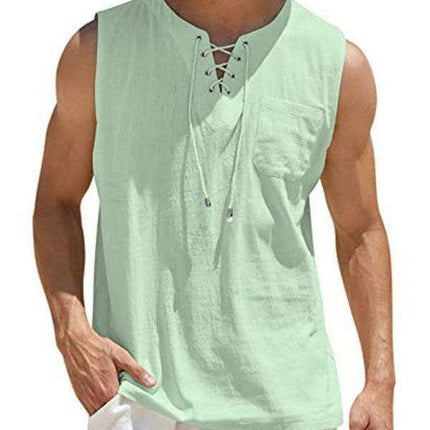 Lace-Up Sleeveless Athletic Tank Top - Stylish Casual Essential for Men