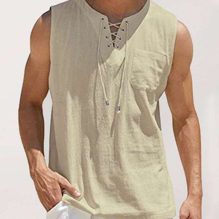 Lace-Up Sleeveless Athletic Tank Top - Stylish Casual Essential for Men