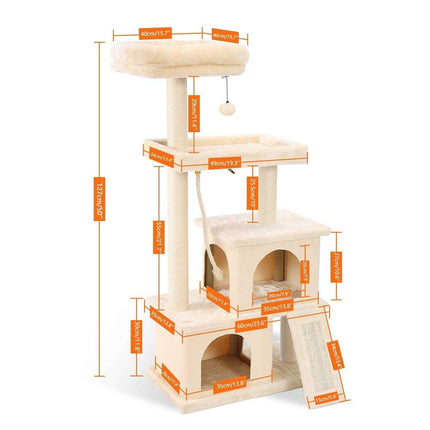 Lavish Feline Sanctuary: Elegant Cat Tower with Plush Cushions and Playful Features - Très Elite