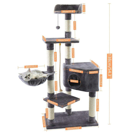 Lavish Feline Sanctuary: Elegant Cat Tower with Plush Cushions and Playful Features - Très Elite