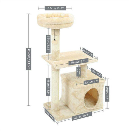 Lavish Feline Sanctuary: Elegant Cat Tower with Plush Cushions and Playful Features - Très Elite
