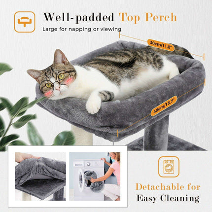 Lavish Feline Sanctuary: Elegant Cat Tower with Plush Cushions and Playful Features - Très Elite