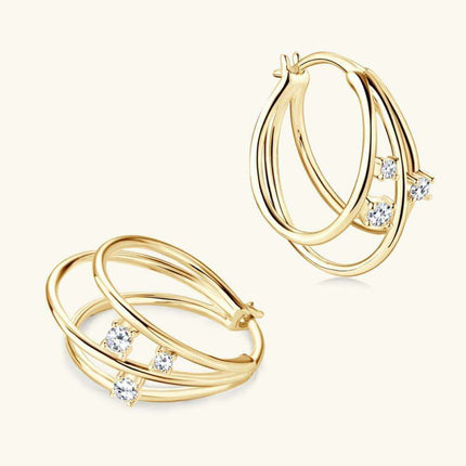 Lavish Moissanite Teardrop Earrings with Lab-Diamond Accents in White Gold and Yellow Gold Plating