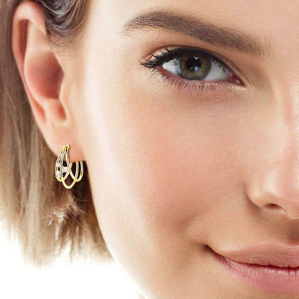 Lavish Moissanite Teardrop Earrings with Lab-Diamond Accents in White Gold and Yellow Gold Plating