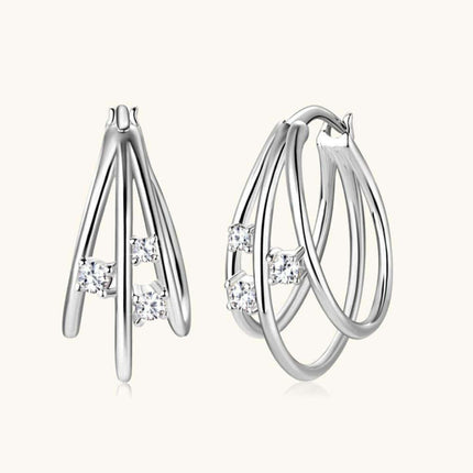 Lavish Moissanite Teardrop Earrings with Lab-Diamond Accents in White Gold and Yellow Gold Plating