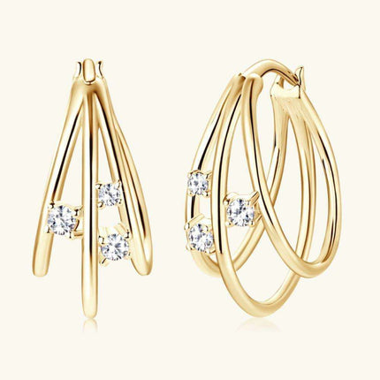 Lavish Moissanite Teardrop Earrings with Lab-Diamond Accents in White Gold and Yellow Gold Plating