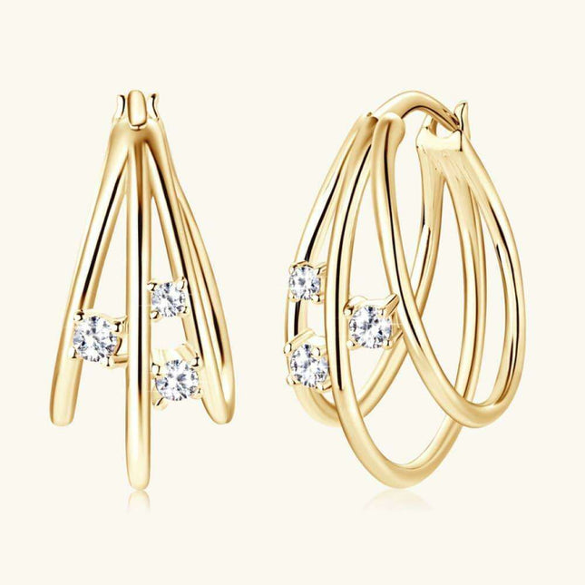 Lavish Moissanite Teardrop Earrings with Lab-Diamond Accents in White Gold and Yellow Gold Plating