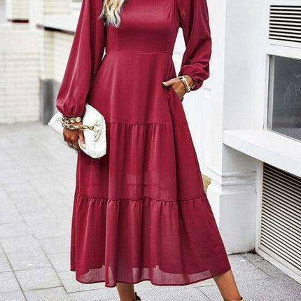 Layered Elegance Square Neck Maxi Skirt