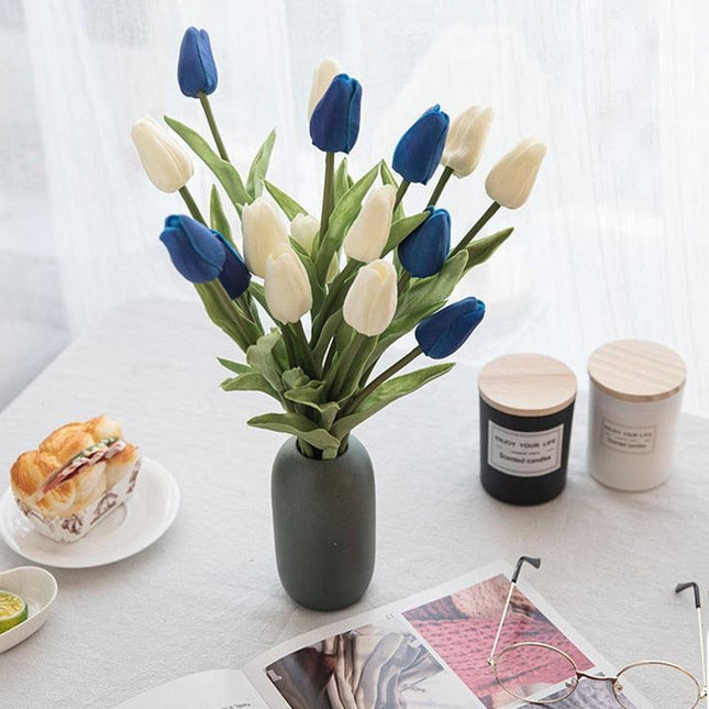 Lifelike 31-Piece Artificial Tulip Arrangement - Colorful Floral Centerpiece