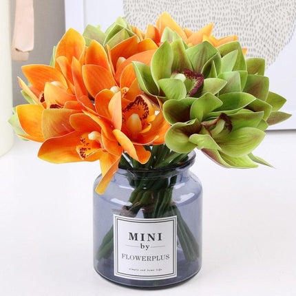 Lifelike Colorful Butterfly Orchid Arrangement - Set of 6 Blooms - Très Elite