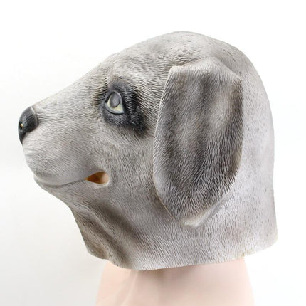 Lifelike Gray Dog Horror Mask - Full-Face PVC Costume Accessory for Adults.