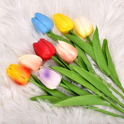 Lifelike PU Tulip Floral Arrangement - 5-Piece Set for Stylish Home Accents..