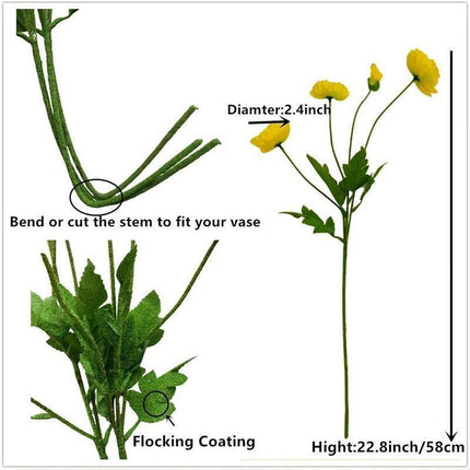 Lifelike Poppy Silk Floral Arrangement..