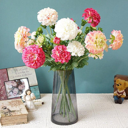 Lifelike Premium Dahlia Floral Arrangement - Sophisticated Artificial Decor..