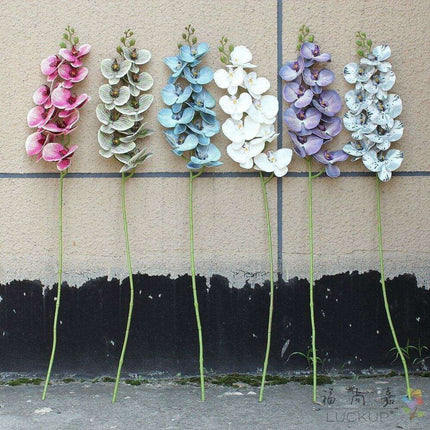 Lifelike Premium Latex Foam Moth Orchid Stem with 9 Beautiful Blossoms - Très Elite